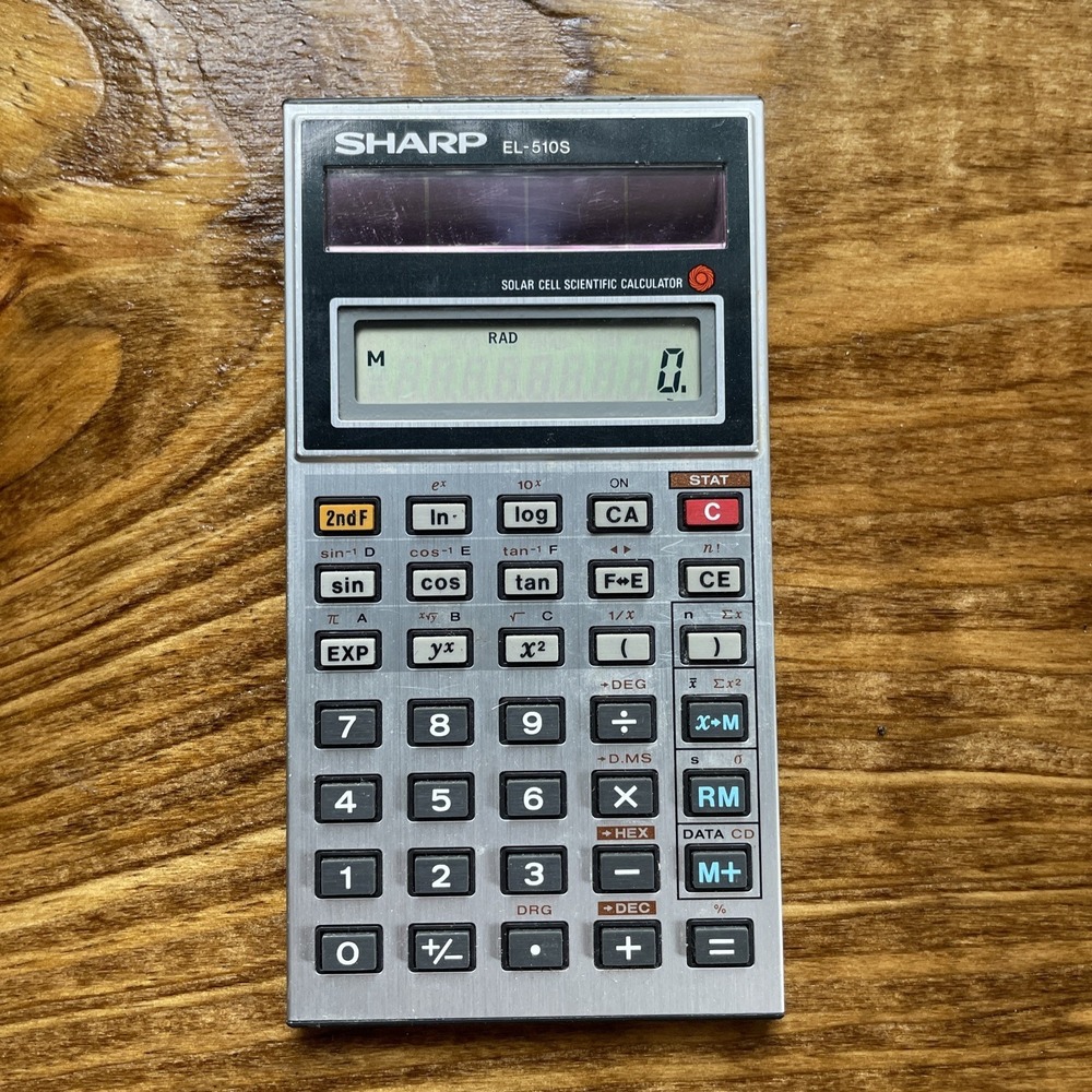 Sharp EL-510S Vintage Solar Powered Calculator Very Clean Works Great + Case